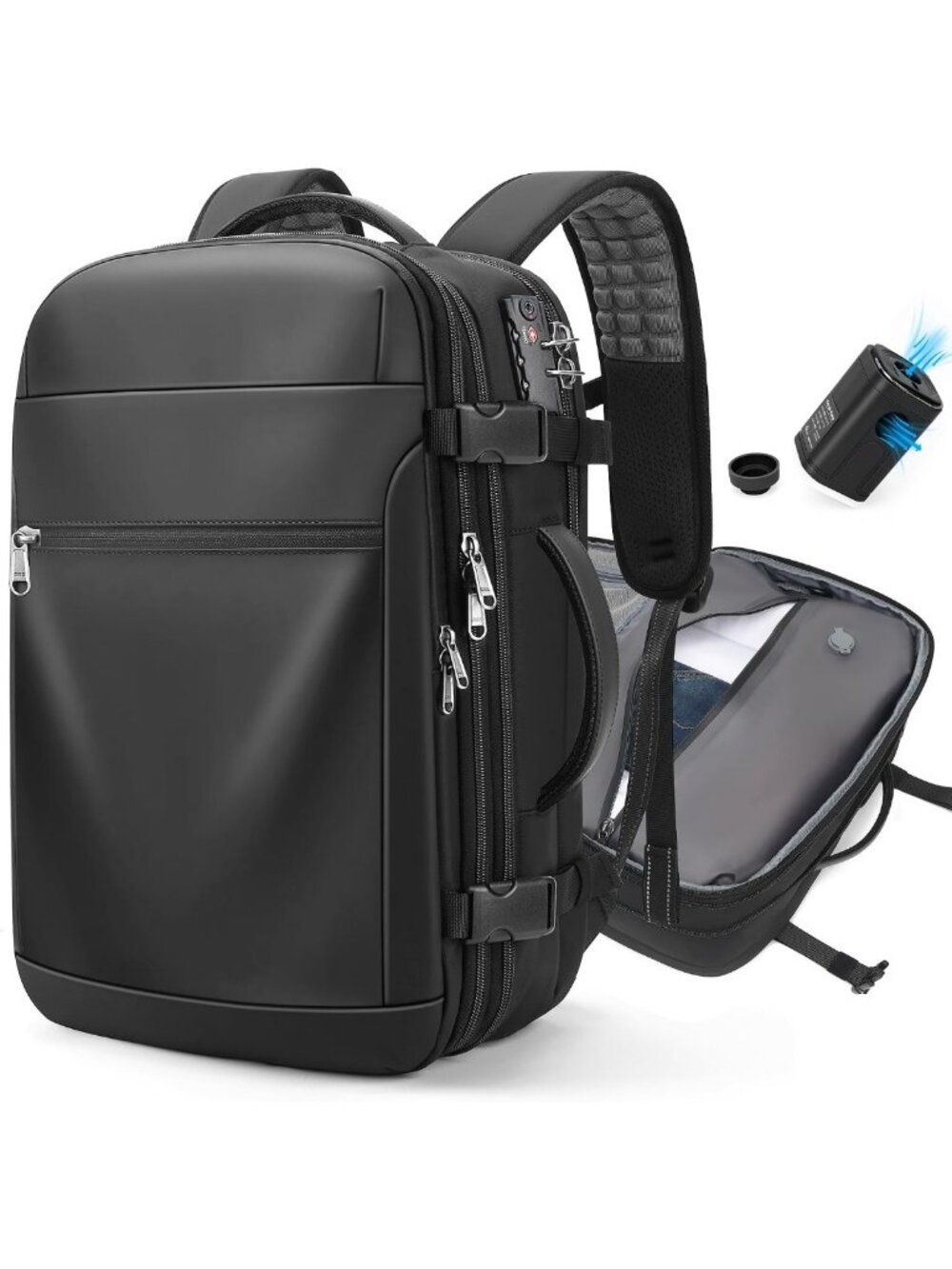 Expandable 60L Vacuum Seal Backpack with Pump & Laptop Compartment - Travel